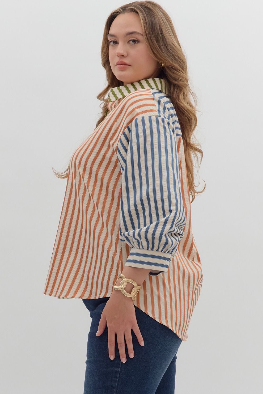 Colorblock Stripe Buttondown