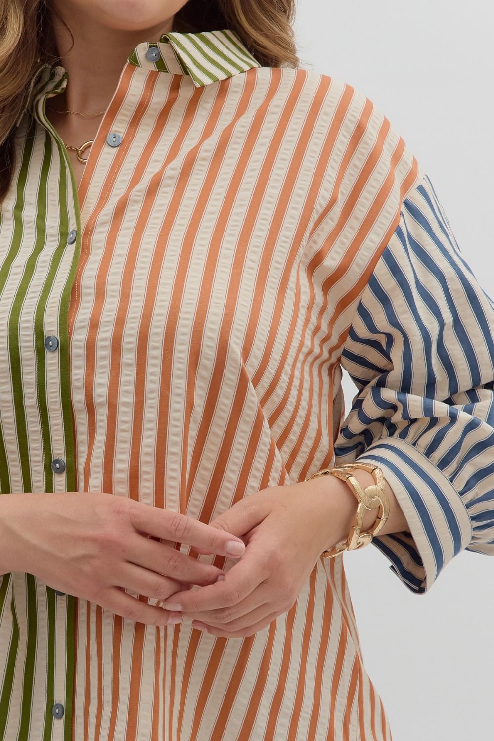 Colorblock Stripe Buttondown
