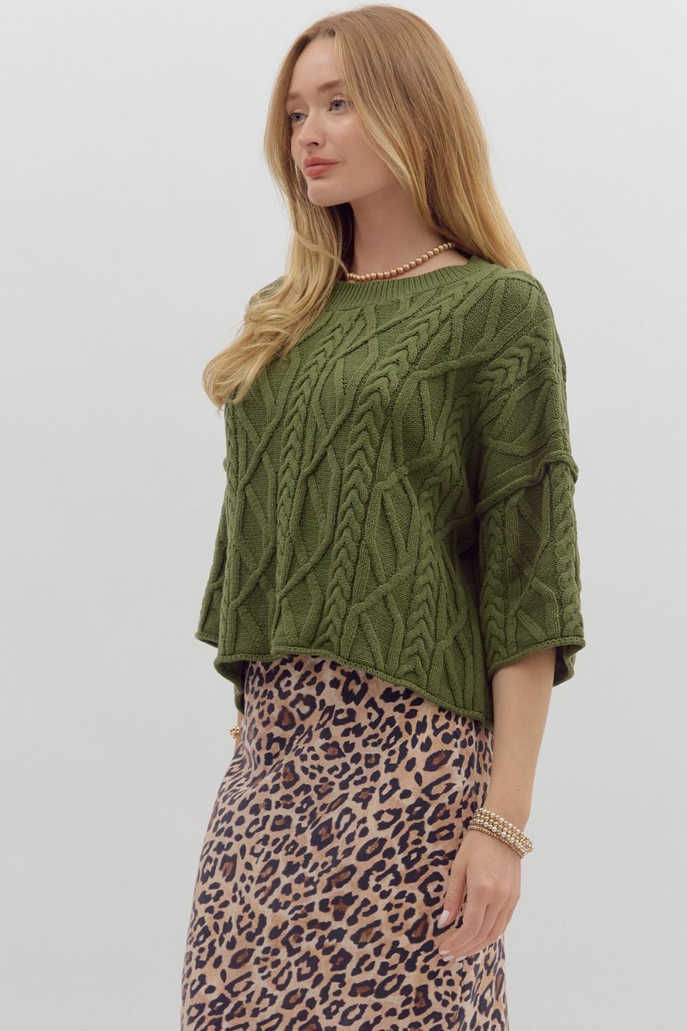 3/4 Sleeve Knit Sweater