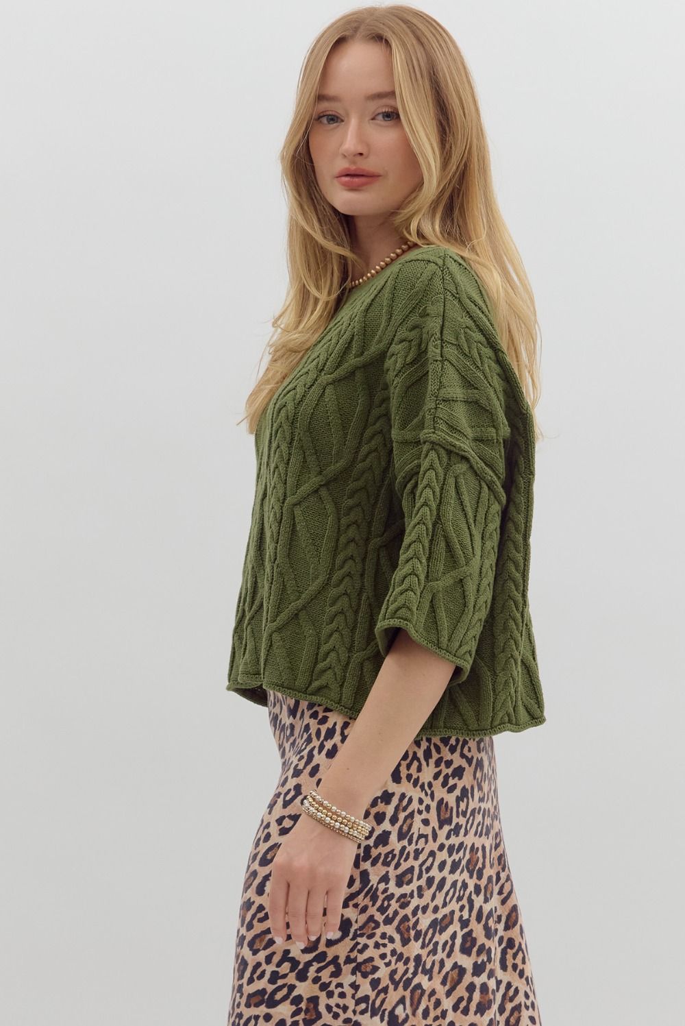 3/4 Sleeve Knit Sweater