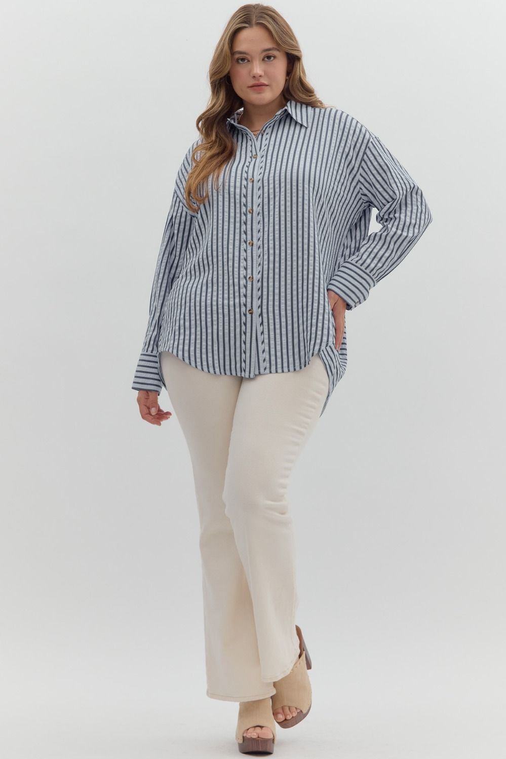 Stripe Textured Button Down