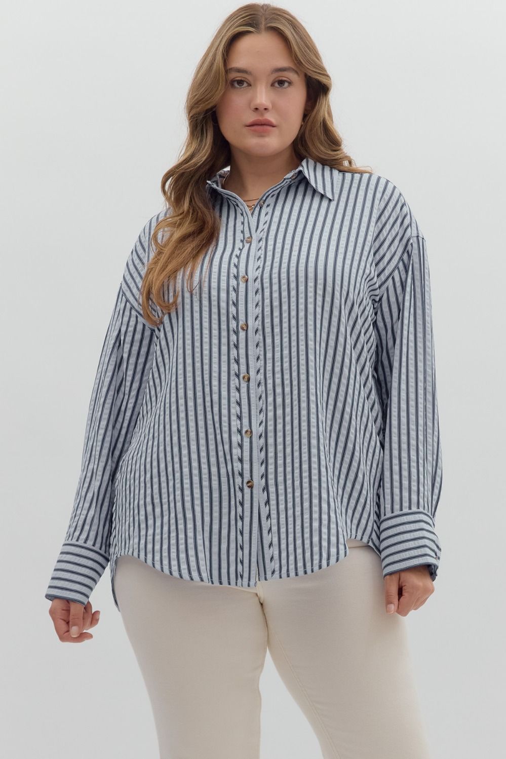 Stripe Textured Button Down