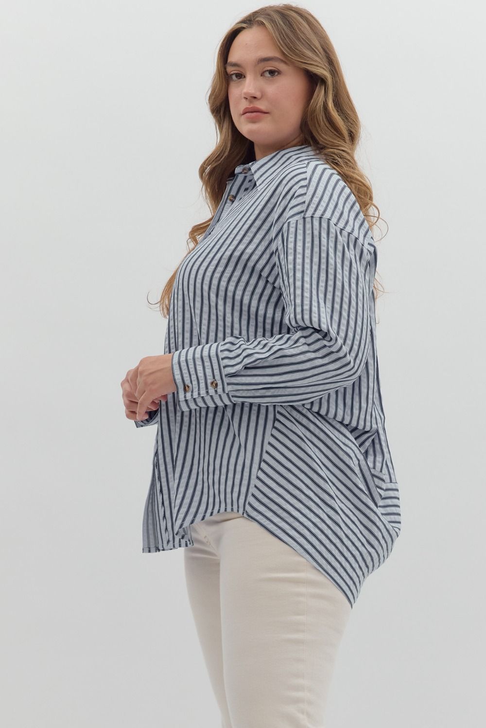 Stripe Textured Button Down