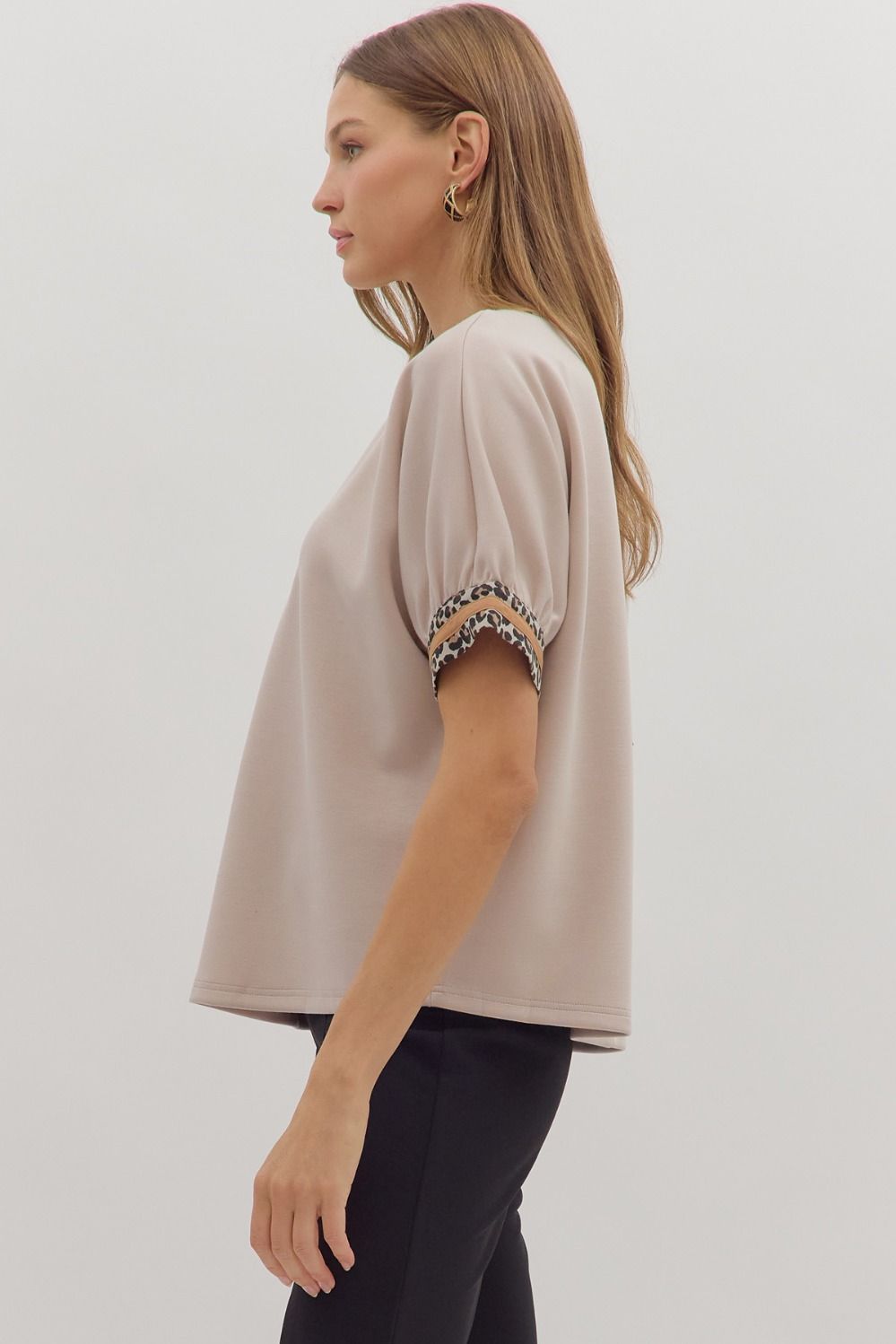 Leopard Trim Blouse