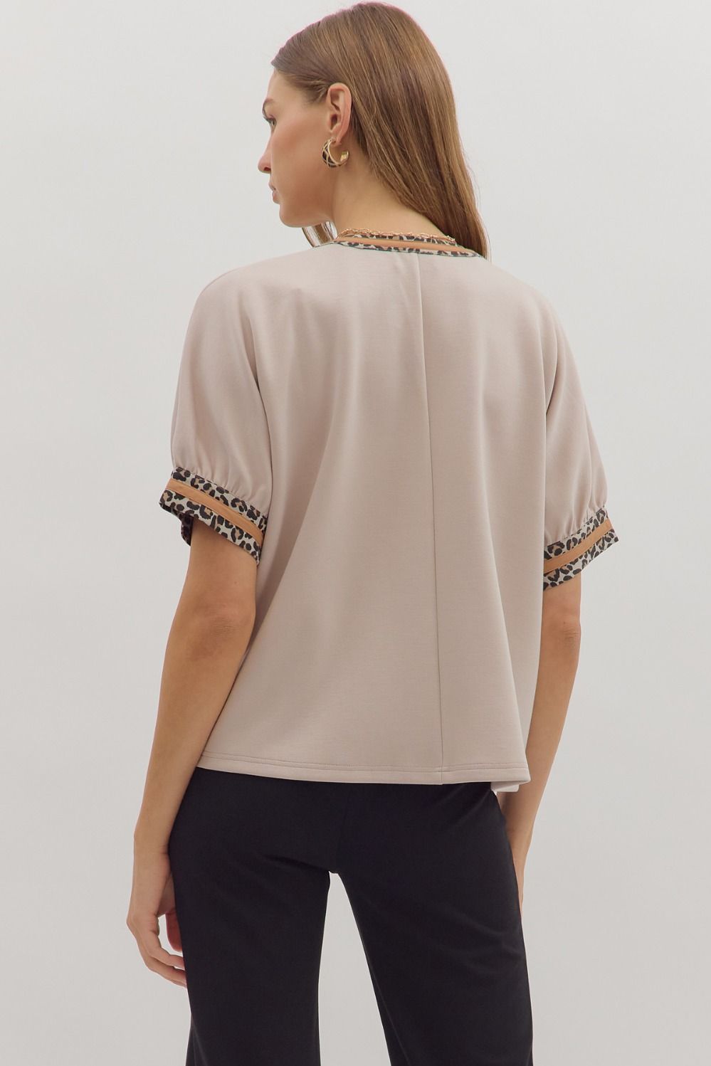 Leopard Trim Blouse
