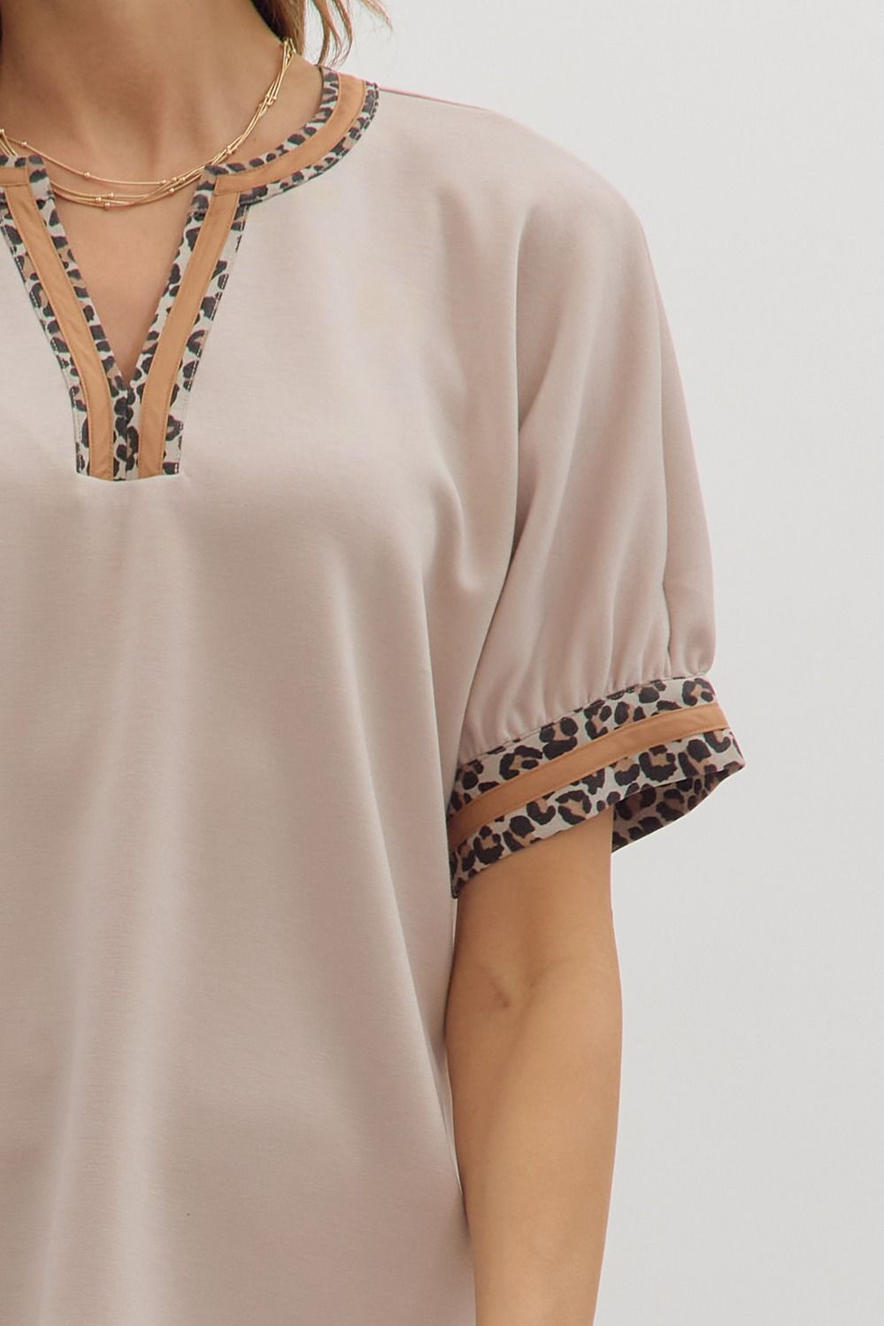 Leopard Trim Blouse