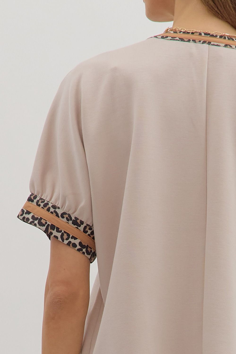 Leopard Trim Blouse