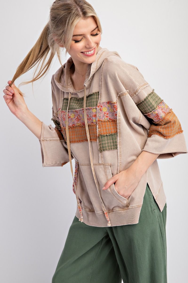 Patch Print Mineral Washed Hoodie