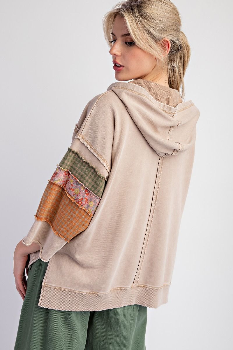 Patch Print Mineral Washed Hoodie