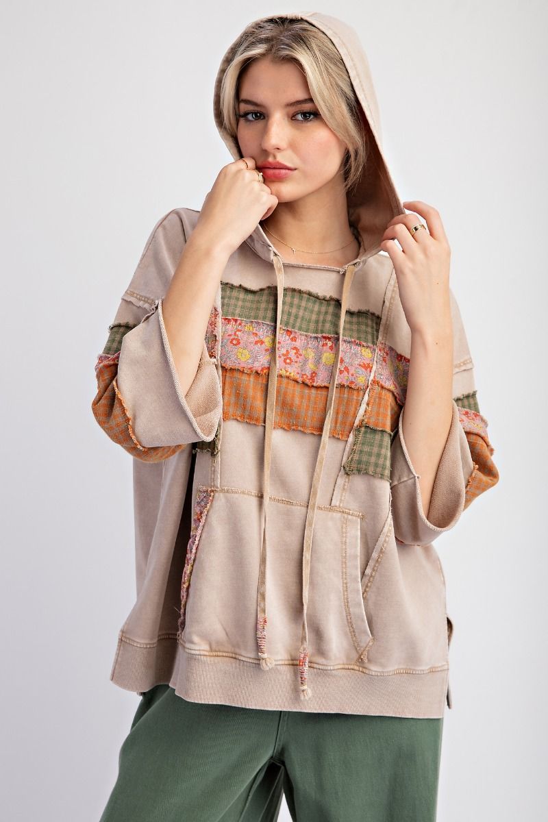 Patch Print Mineral Washed Hoodie