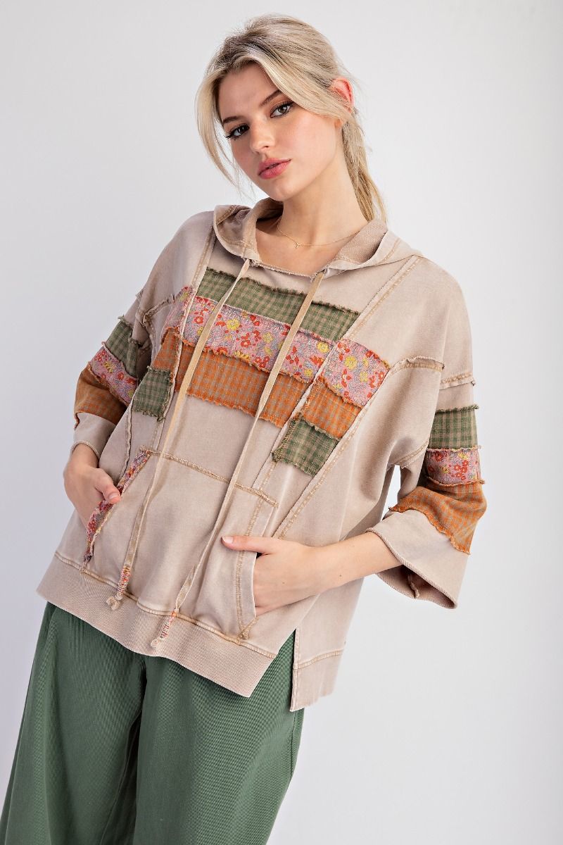 Patch Print Mineral Washed Hoodie