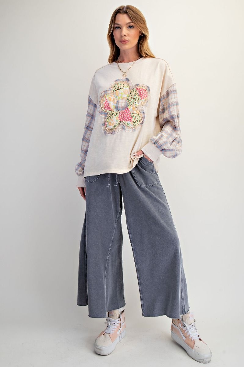 Patchwork Sleeve Flower Top