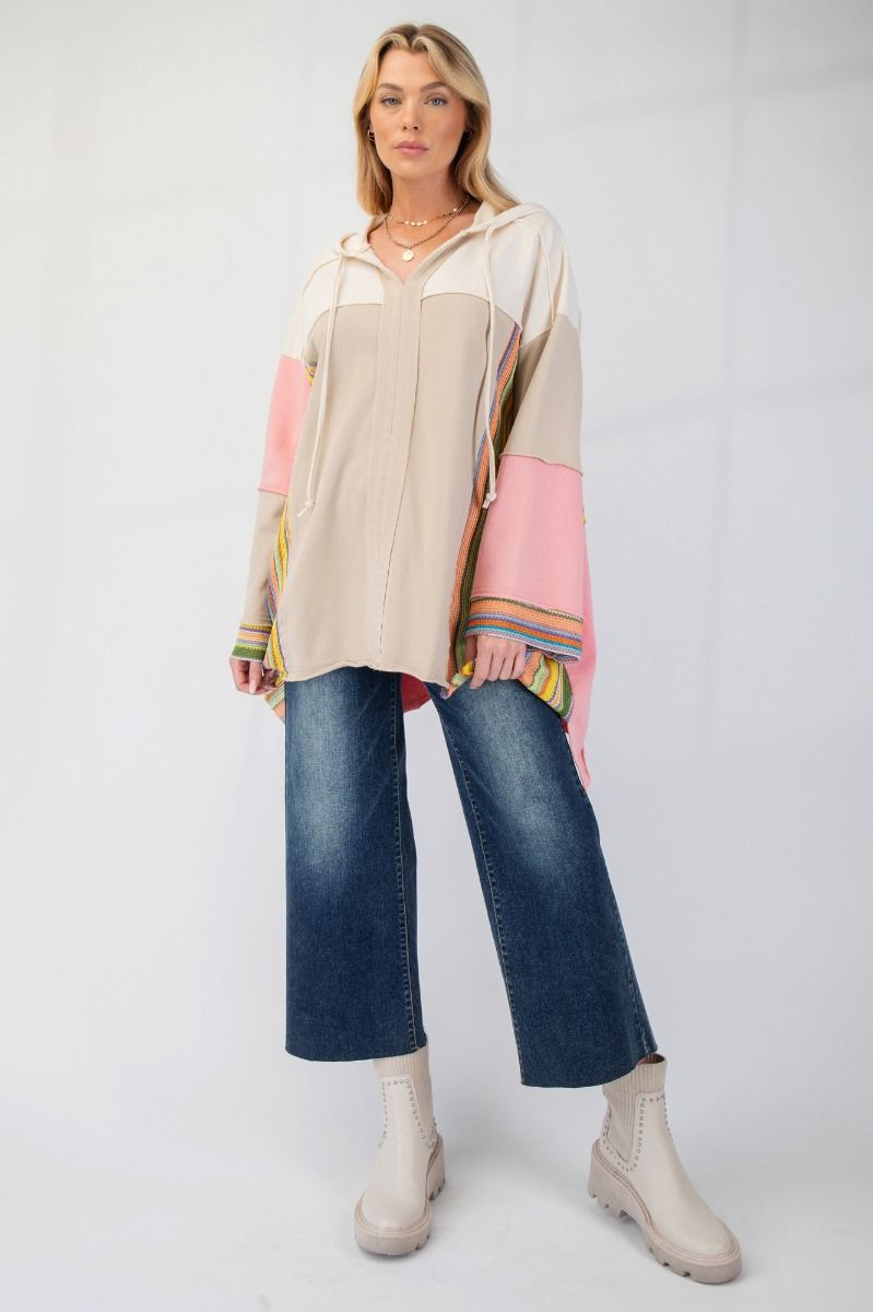 Long Sleeve Color Block Hoodie