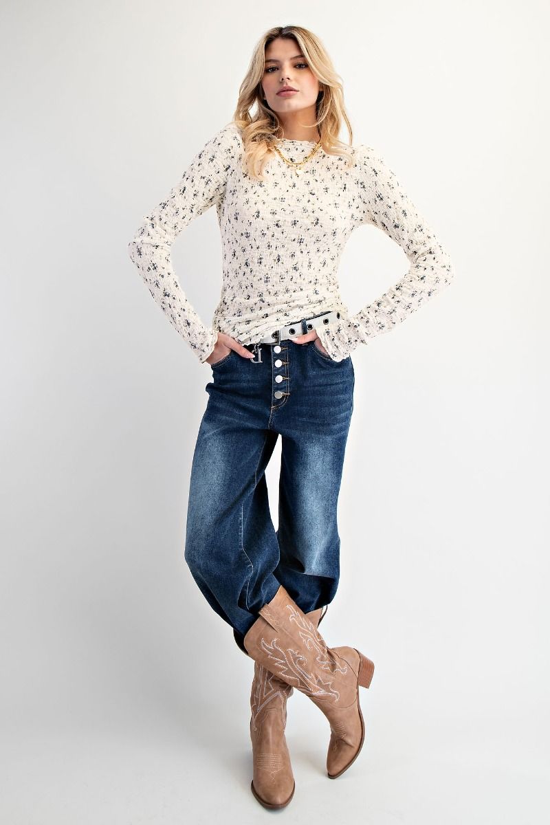 Fitted Floral Smocked Top