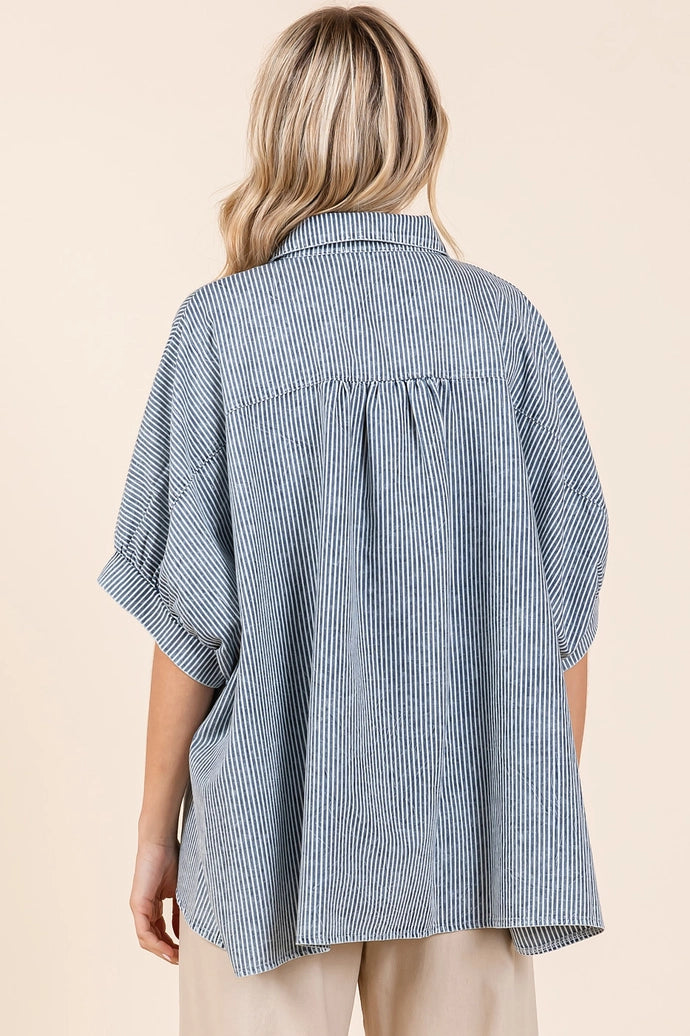 Striped Cotton Button Down