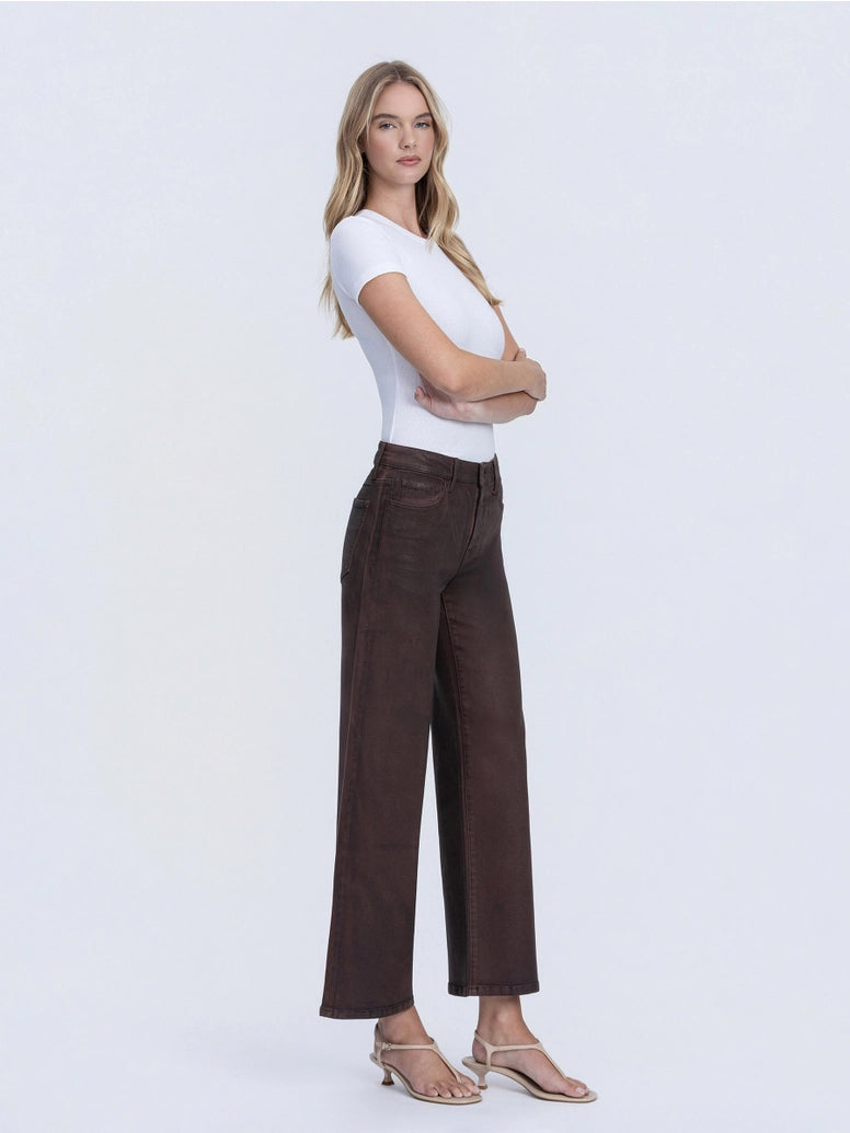 High Rise Chicory Coffee Wide Leg