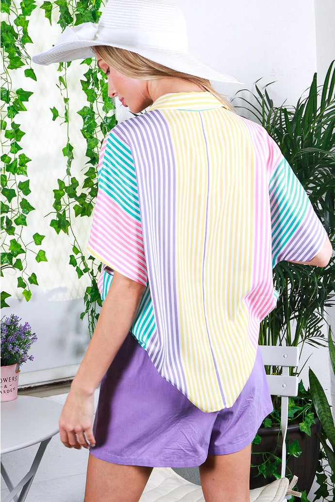 Collared Striped Blouse