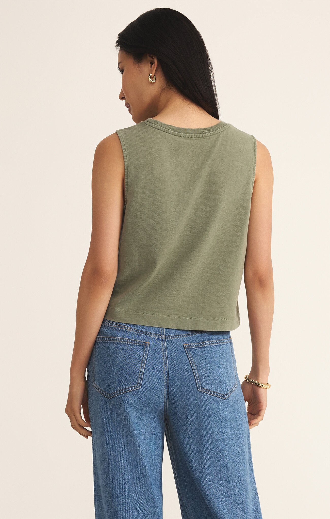Sloane Jersey Muscle Tank in Avocado