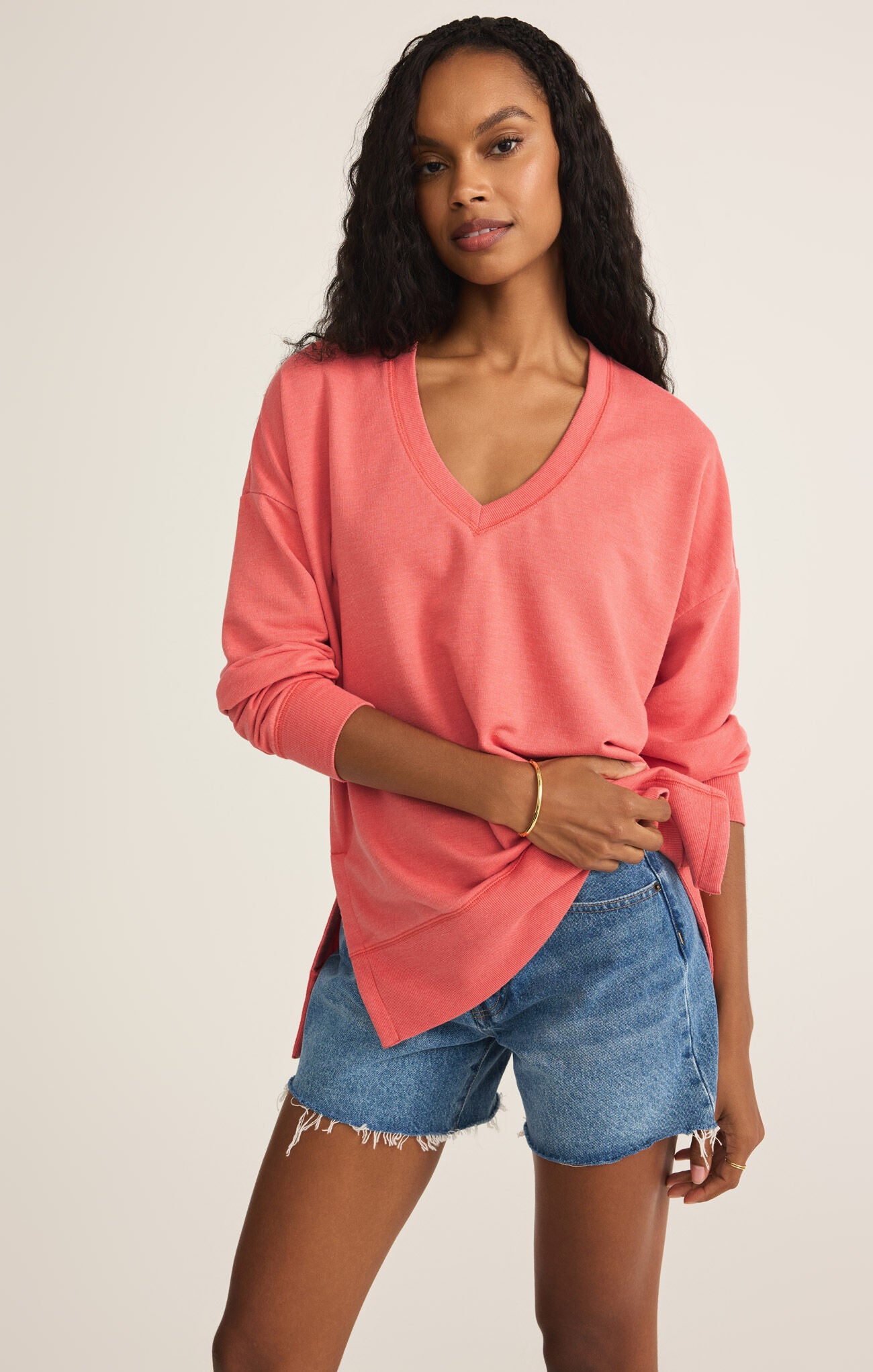Modern V-Neck Weekender in Persimmon