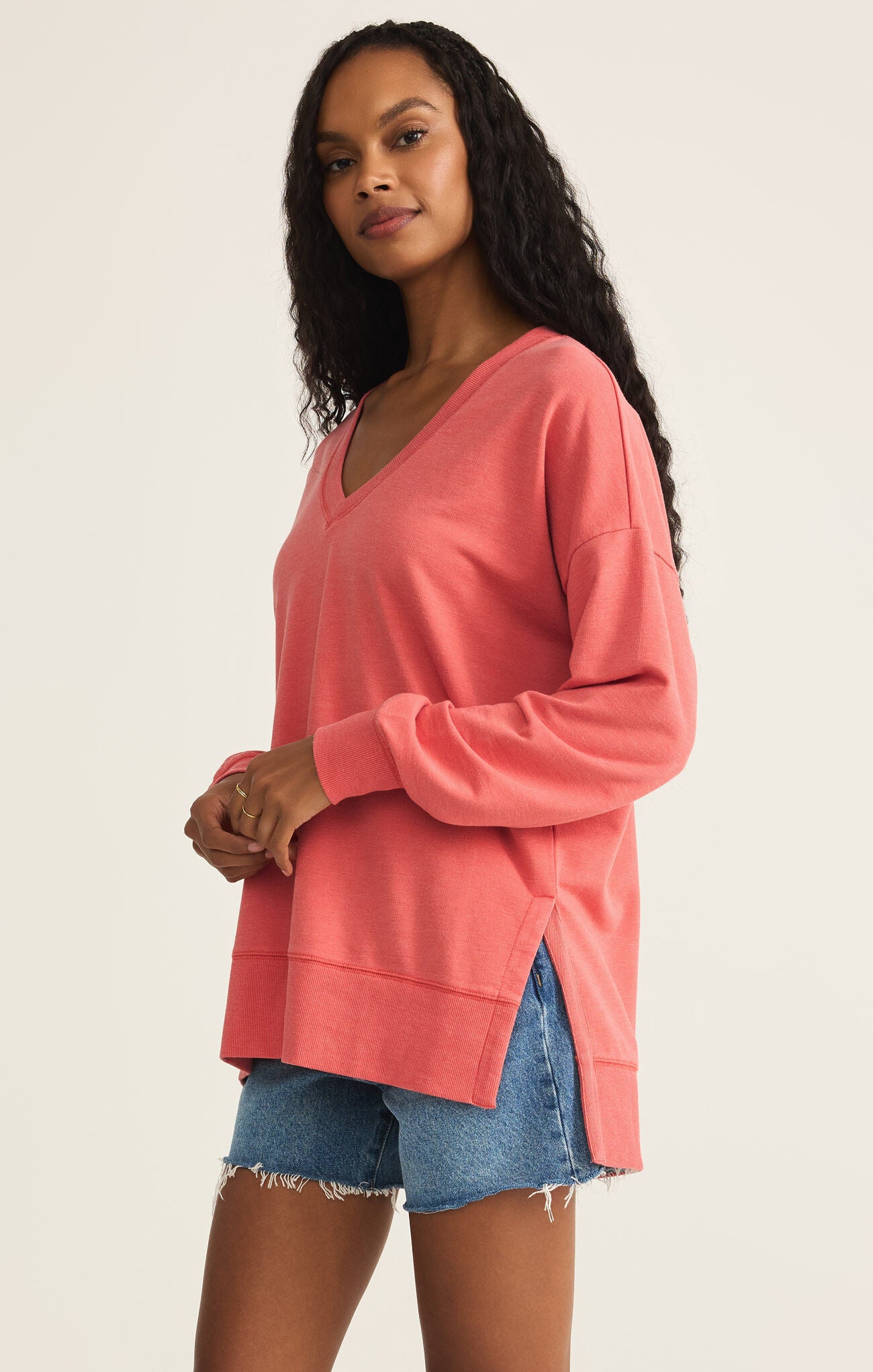 Modern V-Neck Weekender in Persimmon