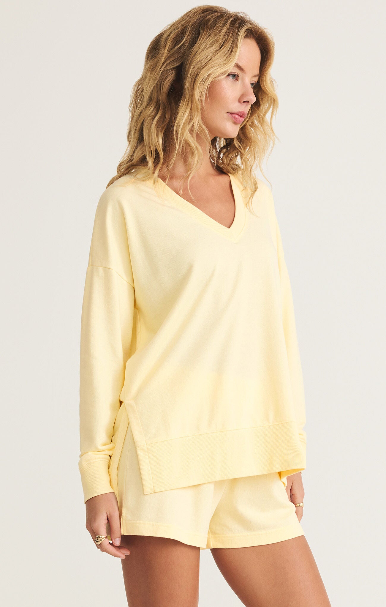 Modern V-Neck Weekender in Mellow Yellow