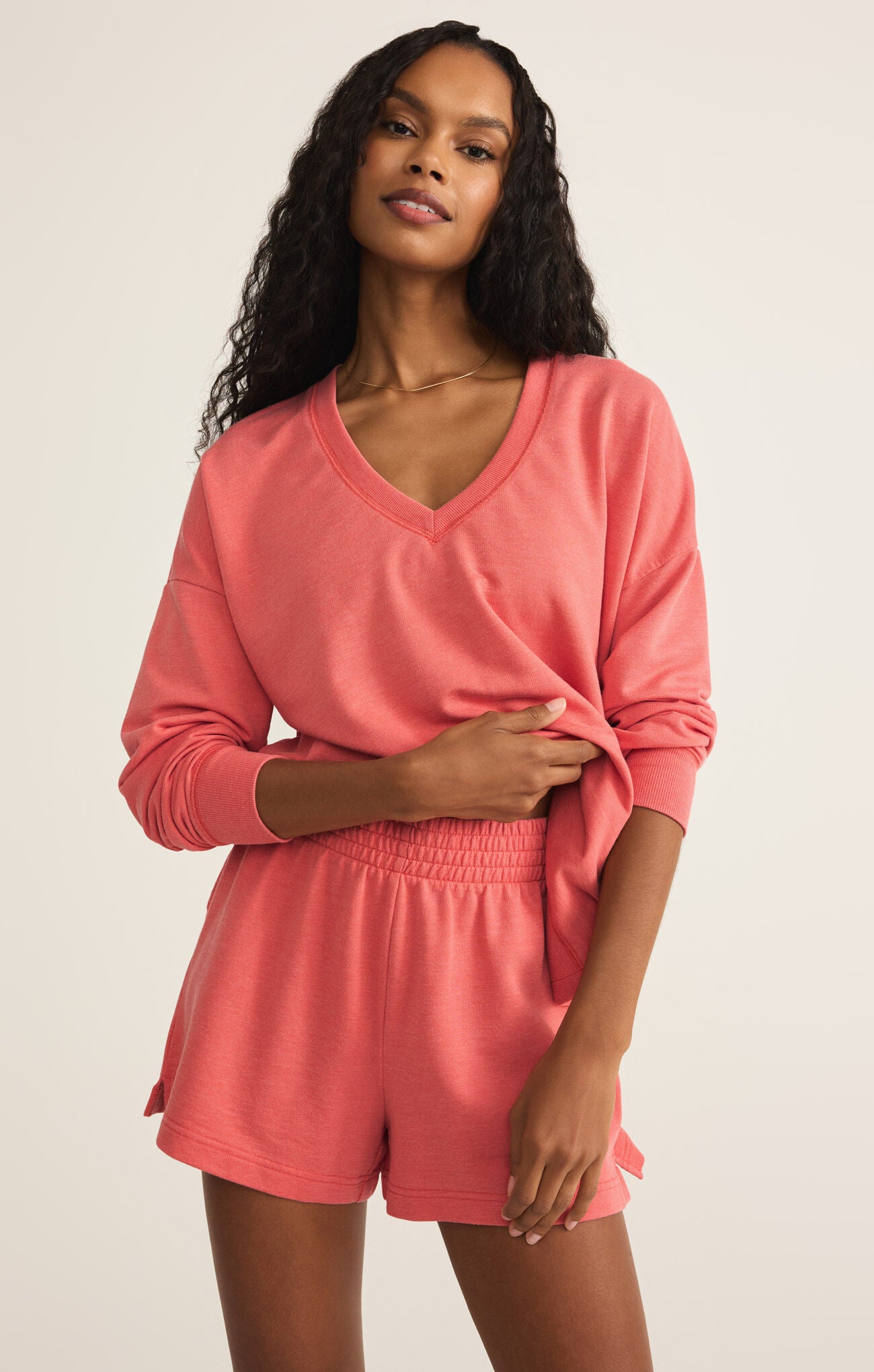 Modern V-Neck Weekender in Persimmon
