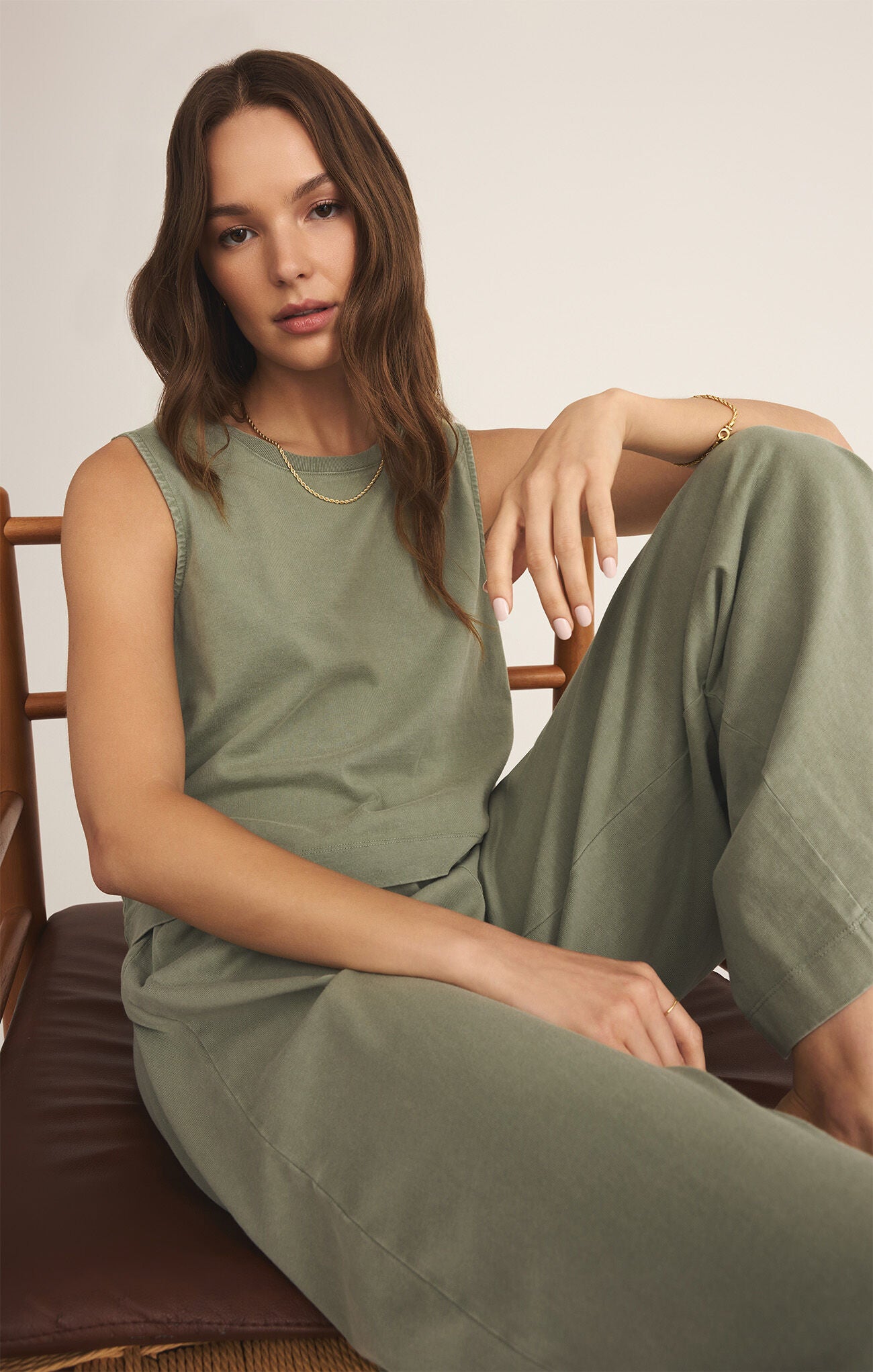 Sloane Jersey Muscle Tank in Avocado
