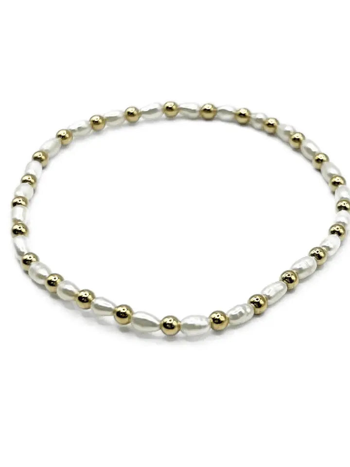 3mm Montauk 14k Gold and Pearl Waterproof Bracelet