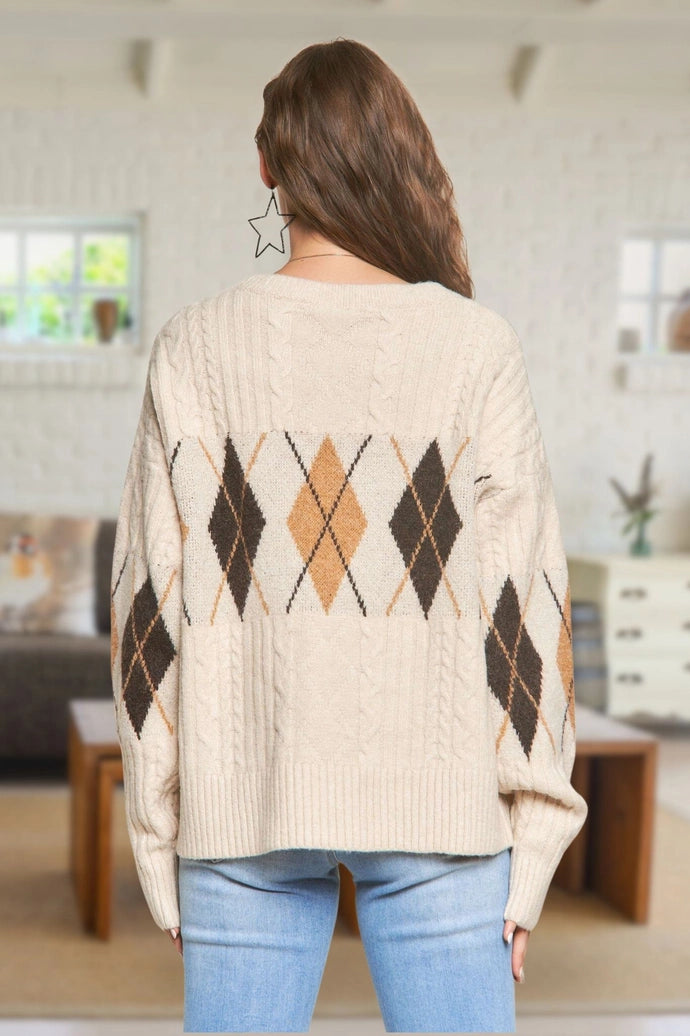 Diamond Cable Knit Sweater