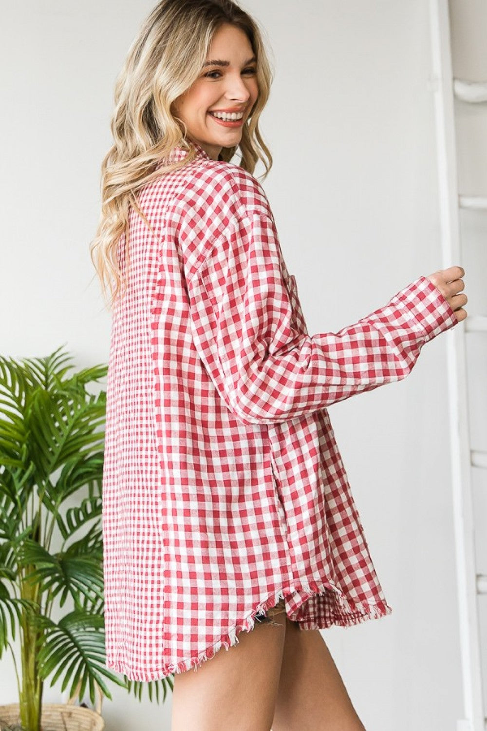 Gingham Mixed Button Down