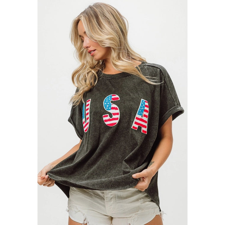 USA Letter Vintage Washed Top