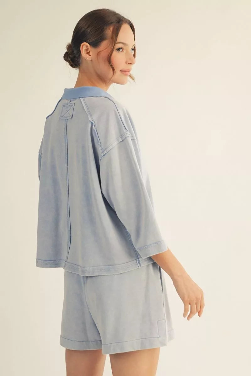 Raw Edge Drawstring Shorts