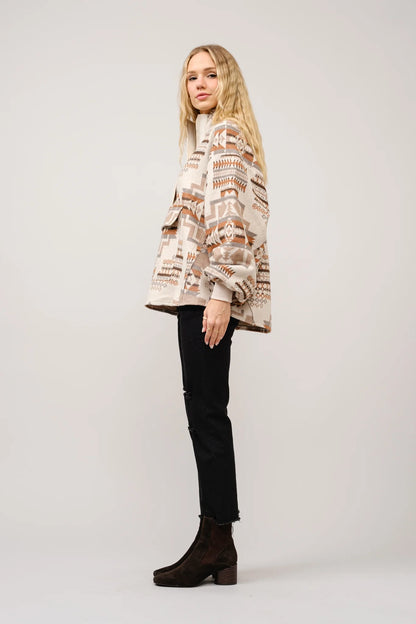 Aztec Jacquard Mock Neck Pullover