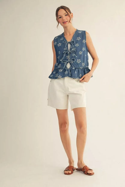 Denim Tie Vest