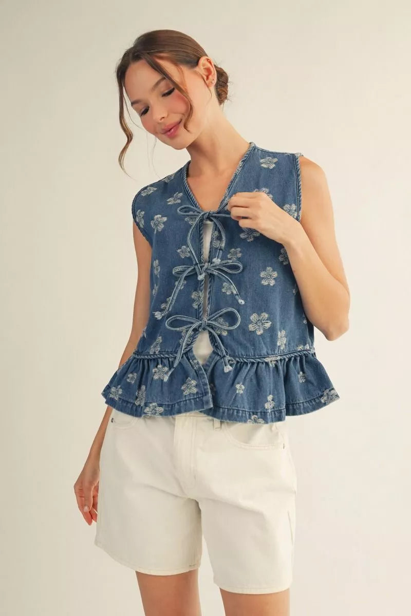 Denim Tie Vest