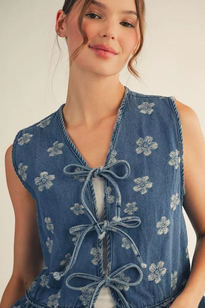Denim Tie Vest