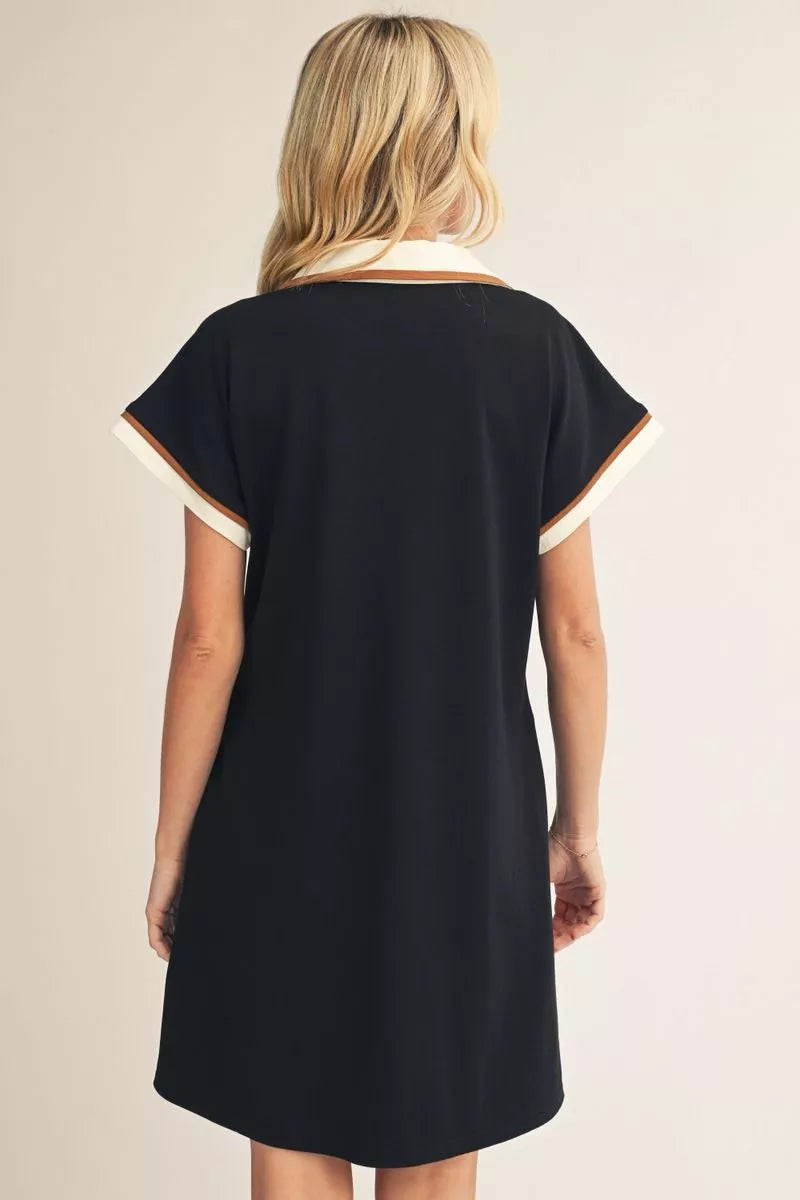 Drop Shoulder V-Neck Dress