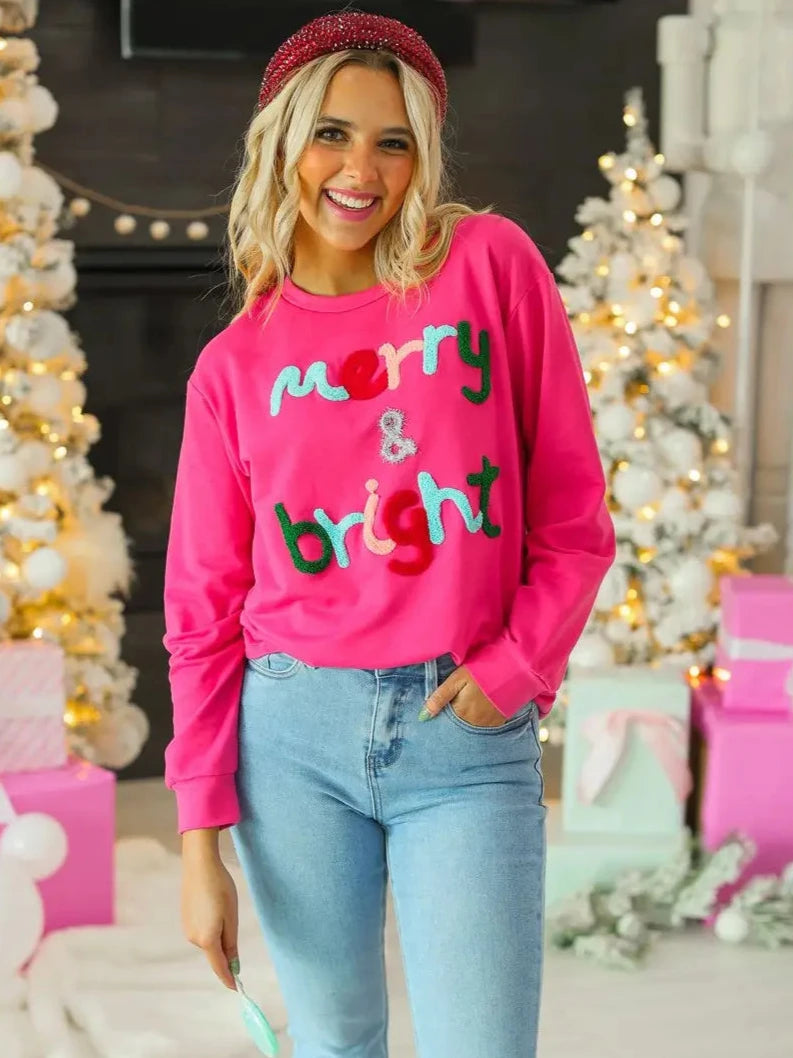 Merry & Bright Hot Pink Sweater