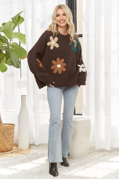 Coffee Applique Sweater