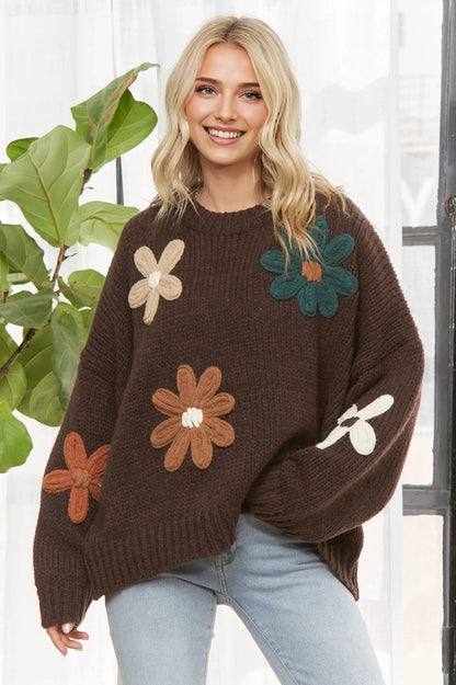 Coffee Applique Sweater