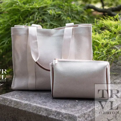 Luxe Linen XL Runaround Tote - Sand-Coco