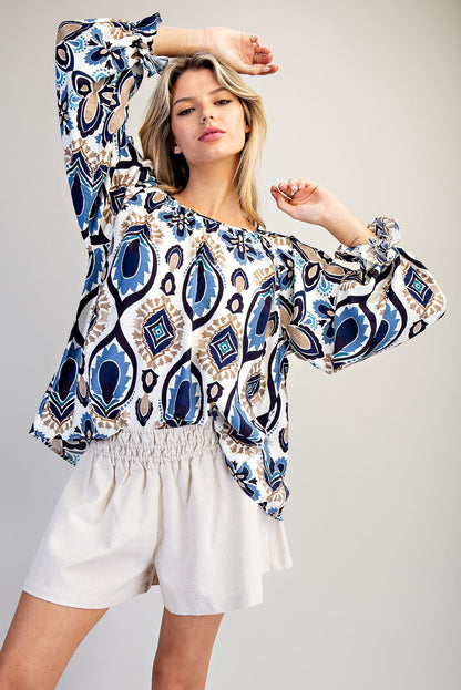 Long Sleeve Printed Blouse