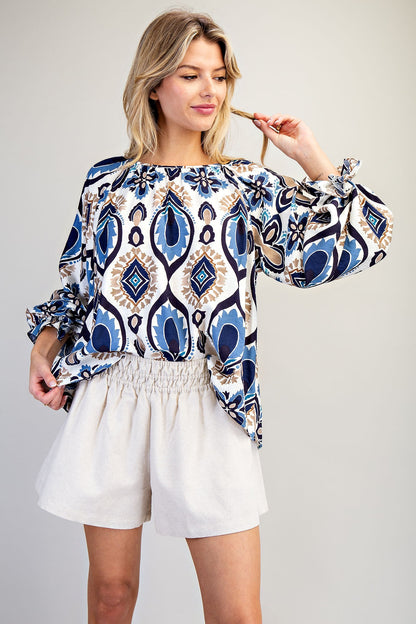 Long Sleeve Printed Blouse