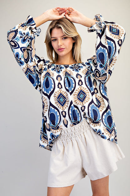 Long Sleeve Printed Blouse