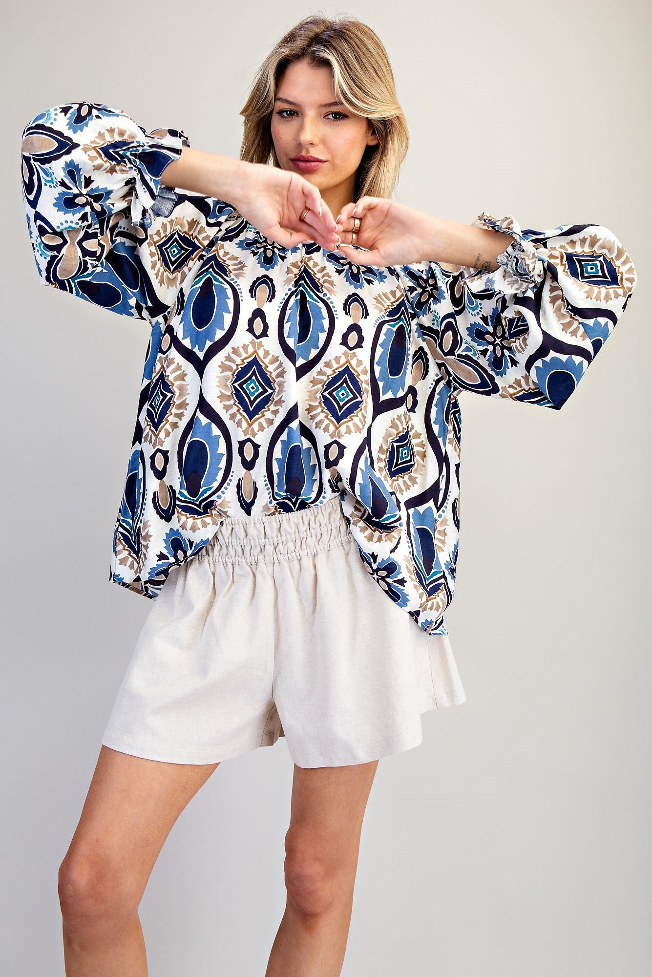 Long Sleeve Printed Blouse