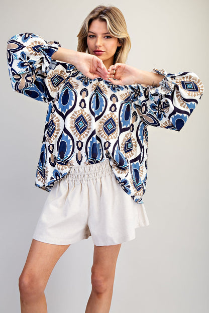 Long Sleeve Printed Blouse