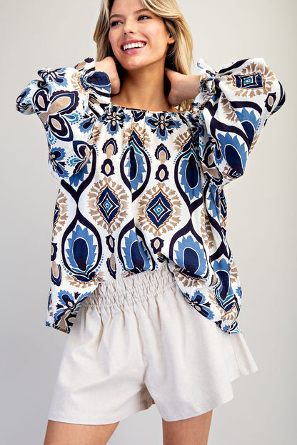 Long Sleeve Printed Blouse