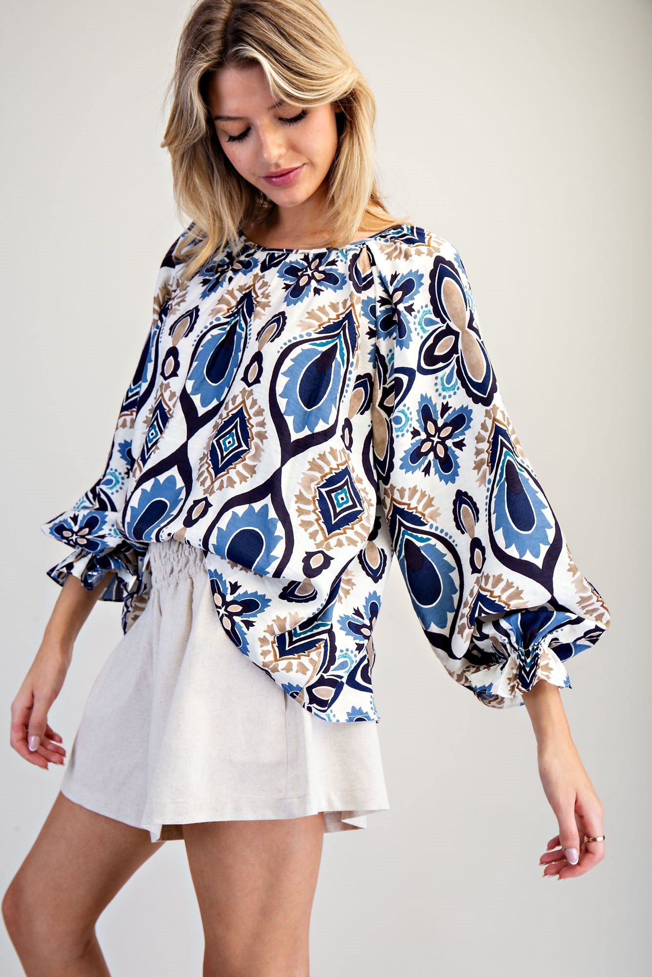 Long Sleeve Printed Blouse