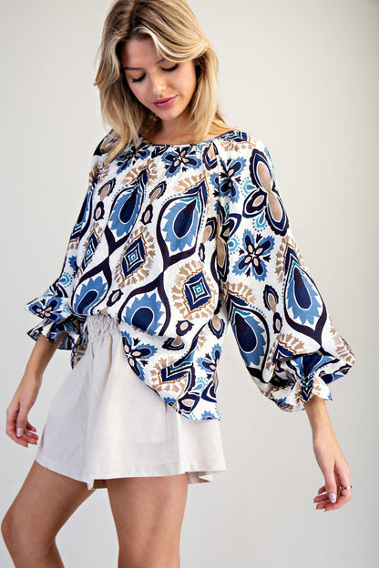 Long Sleeve Printed Blouse
