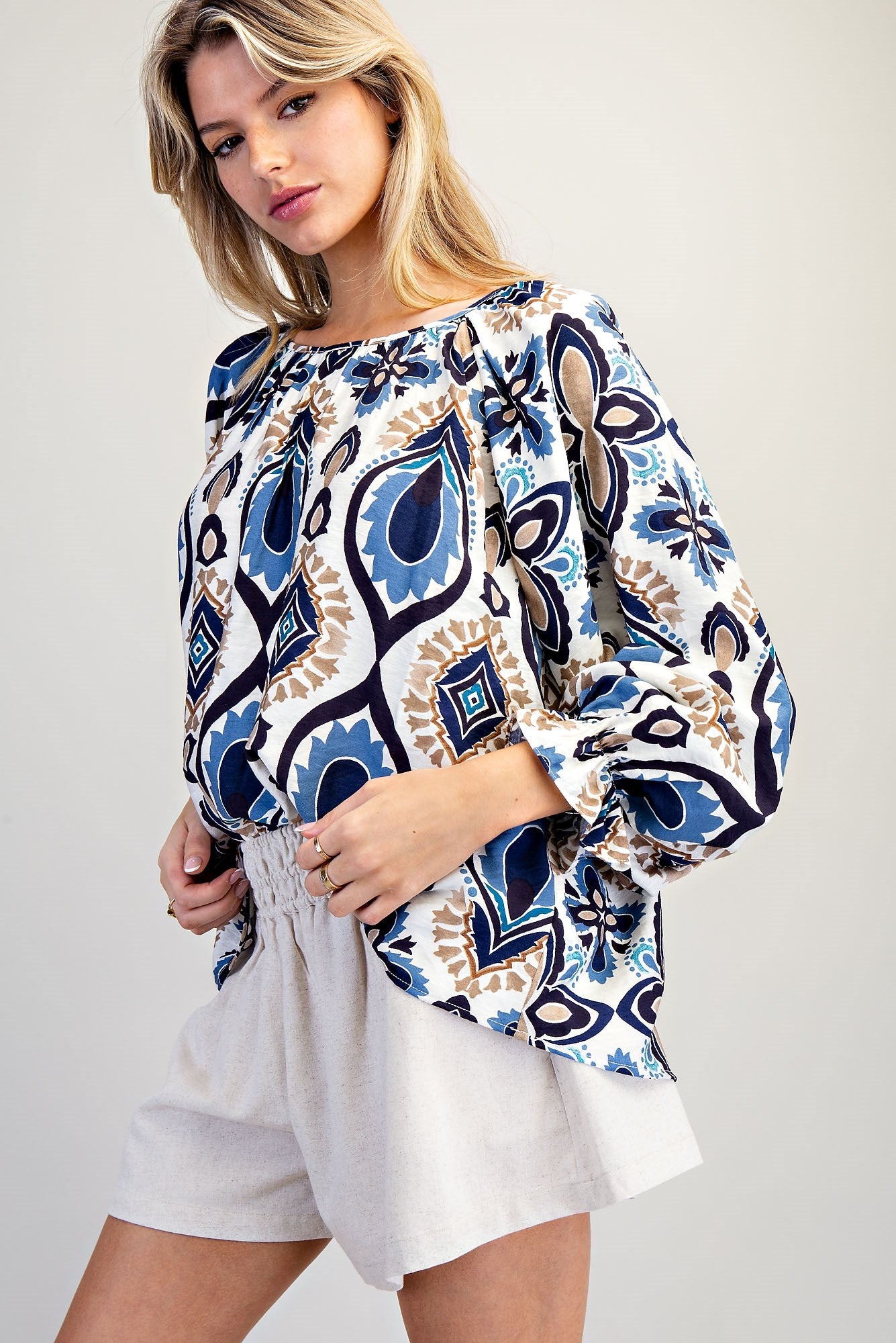 Long Sleeve Printed Blouse